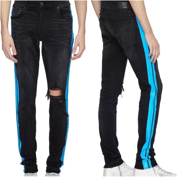 Amiri Track Style Blue Neon Stripe 